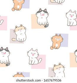 Diseño cuadrado de gato y pato sin problemas con fondo blanco