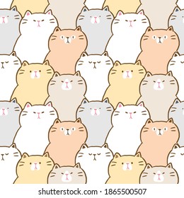 Seamless Pattern of Cute Cartoon Cat Illustration Design