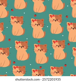 seamless pattern cute cartoon cat. cute animal pattern for wallpaper, background and gift wrap paper