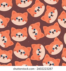seamless pattern cute cartoon cat head. animal pattern for wallpaper, background and gift wrap paper