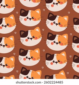 seamless pattern cute cartoon cat head. animal pattern for wallpaper, background and gift wrap paper