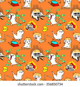 seamless pattern for cute cartoon cat