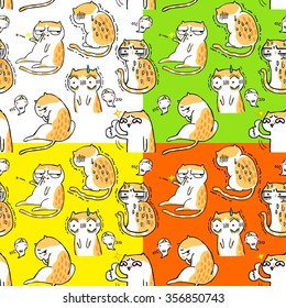 seamless pattern for cute cartoon cat