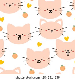Seamless pattern with cute cartoon cats for fabric print, textile, gift wrapping paper. colorful vector for textile, flat style