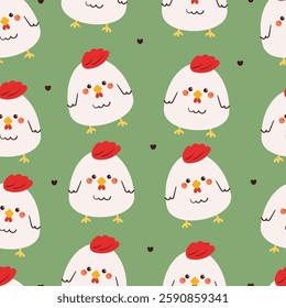 seamless pattern cute cartoon chicken. cute animal pattern, chicken pattern, for wallpaper