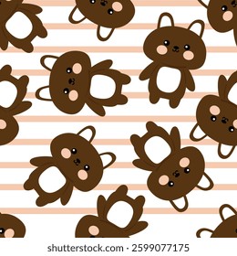 Seamless pattern with cute cartoon chocolate rabbits , for fabric prints, textiles, gift wrapping paper. children's flat and colorful style