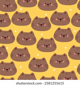seamless pattern cute cartoon chubby cat. cute animal pattern for wallpaper, background and gift wrap paper