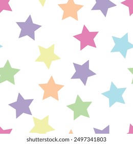 Patrón inconsútil con las estrellas coloridas lindas de la historieta, para las impresiones de la tela, los textiles, papel de envoltura del regalo Vector colorido de los niños, estilo plano