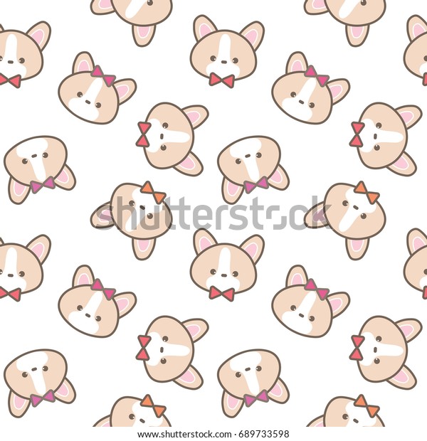 Seamless Pattern Cute Cartoon Corgi Puppy Stock Vector Royalty Free 689733598