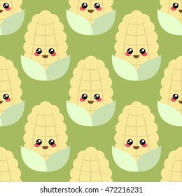 Seamless pattern of cute cartoon corns