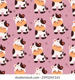 seamless pattern cute cartoon cow. cute animal drawing for wallpaper, pattern, background