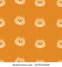 Seamless pattern with cute cartoon deer, for fabric prints, textiles, gift wrapping paper. colorful vector for children, flat style