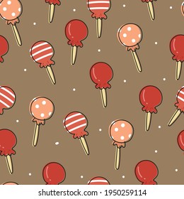 Seamless pattern with cute cartoon dessert and sweets for fabric print, textile, gift wrapping paper. colorful vector for kids, flat style