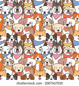 Seamless Pattern of Cute Cartoon Dog Illustration Design