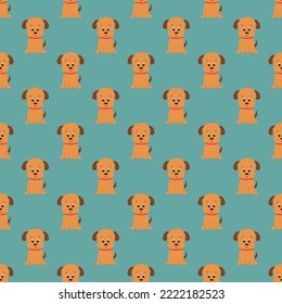 Seamless pattern with cute cartoon dog. Vector illustration.	