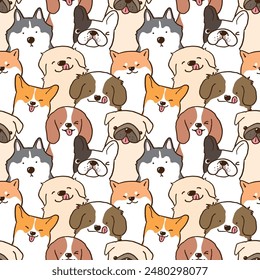 Seamless Pattern of Cute Cartoon Dog Illustration