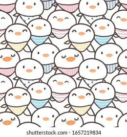 Seamless Pattern of Cute Cartoon Duck Illustration Design