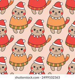 Seamless Pattern with Cute Cartoon Fat Cats Vector Illustration. Ideal for micro stock websites,this vector illustration is perfect for creating fun and whimsical designs, from wallpapers to textiles.