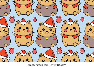 Seamless Pattern with Cute Cartoon Fat Cats Vector Illustration. Ideal for micro stock websites,this vector illustration is perfect for creating fun and whimsical designs, from wallpapers to textiles.