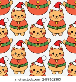 Seamless Pattern with Cute Cartoon Fat Cats Vector Illustration. Ideal for micro stock websites,this vector illustration is perfect for creating fun and whimsical designs, from wallpapers to textiles.