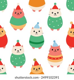 Seamless Pattern with Cute Cartoon Fat Cats Vector Illustration. Ideal for micro stock websites,this vector illustration is perfect for creating fun and whimsical designs, from wallpapers to textiles.