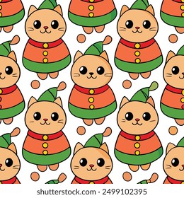 Seamless Pattern with Cute Cartoon Fat Cats Vector Illustration. Ideal for micro stock websites,this vector illustration is perfect for creating fun and whimsical designs, from wallpapers to textiles.