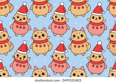 Seamless Pattern with Cute Cartoon Fat Cats Vector Illustration. Ideal for micro stock websites,this vector illustration is perfect for creating fun and whimsical designs, from wallpapers to textiles.