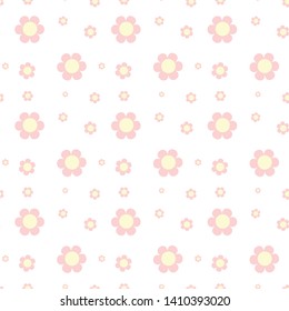seamless pattern with cute cartoon flower design on white background