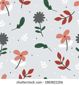 Patrón sin foco con una flor de dibujos animados adorable para papel de tela, textil, papel de envoltura de regalo. vector colorido para los niños, de estilo plano