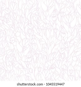 Seamless pattern with cute cartoon  flowers, tulips on white background. Good for pattern fills, surface design, textile, fabric, manufacturing, wrapping paper, backdrops, wallpapers and covers.  