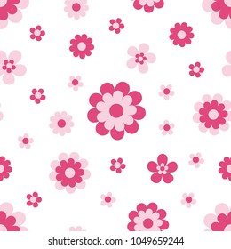 Seamless pattern with cute cartoon flowers