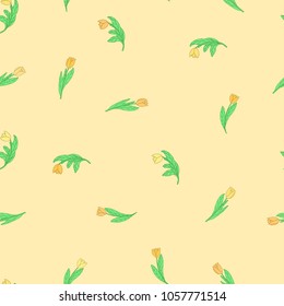 Seamless pattern with cute cartoon flowers tulips. Good for surface design, pattern fills, textile, fabric, prints, wrapping paper. 