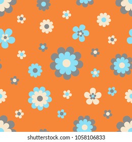 Seamless pattern with cute cartoon flowers