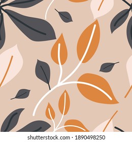 Seamless pattern with cute cartoon flowers and leaves for fabric print, textile, gift wrapping paper. colorful vector for kids, flat style