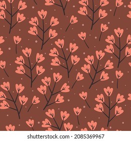 Seamless pattern cute cartoon of flowers and leaves. spring collection wallpaper, for fabric print and scarf