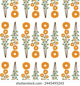 Seamless pattern with cute cartoon flowers, for fabric print, textile, gift wrapping paper. colorful vector for children, flat style