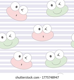 Seamless pattern with cute cartoon frog. Baby pattern.