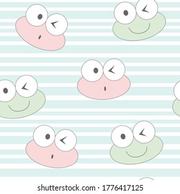 Seamless pattern with cute cartoon frog. Baby pattern.