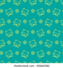 Seamless pattern with cute cartoon frog. Baby pattern. 