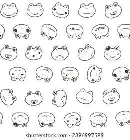 Seamless pattern with cute cartoon frogs. Vector illustration.