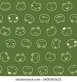 Seamless pattern with cute cartoon frogs. Vector illustration.