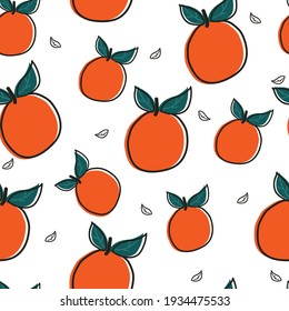 Seamless pattern with cute cartoon fruit for fabric print, textile, gift wrapping paper. colorful vector for kids, flat style