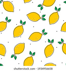 Seamless pattern with cute cartoon fruit for fabric print, textile, gift wrapping paper. colorful vector for kids, flat style