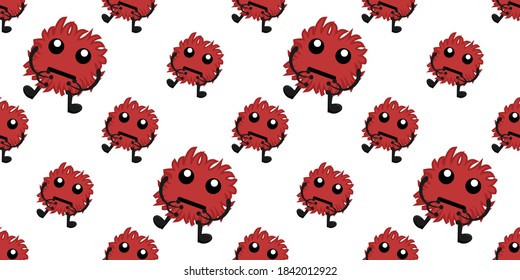 Seamless pattern of Cute cartoon germ in flat style design isolated on a white background. Bacteriology concept design. Cartoon microbes. flat cartoon character icon design.
