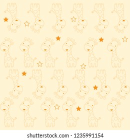 Seamless pattern with cute cartoon giraffe  Baby pattern.