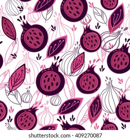 Seamless pattern with cute cartoon grenades. Vector illustration.