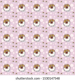 Seamless pattern with cute cartoon hamster on polka dot background Vector sea background for children Suitable for making gift wrapping paper, designing for fabric,textile,decoration.