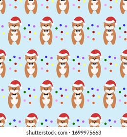 Seamless pattern with cute cartoon hamster. Vector illustration.