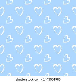 Seamless pattern with cute cartoon hearts, for decor of cloth, children's room, vector image