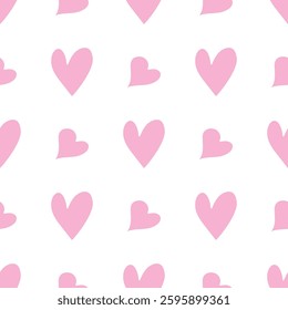 Seamless pattern with cute cartoon hearts. Valentines illustration